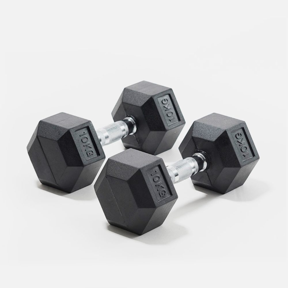 Par de Mancuernas Hexagonales de Caucho MIR<span> - </span>10kg