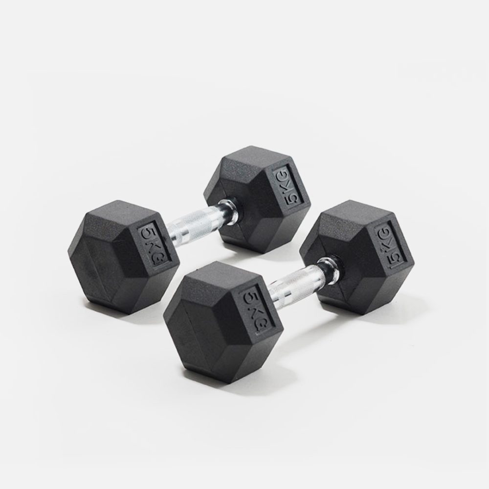Par de Mancuernas Hexagonales de Caucho MIR<span> - </span>5kg