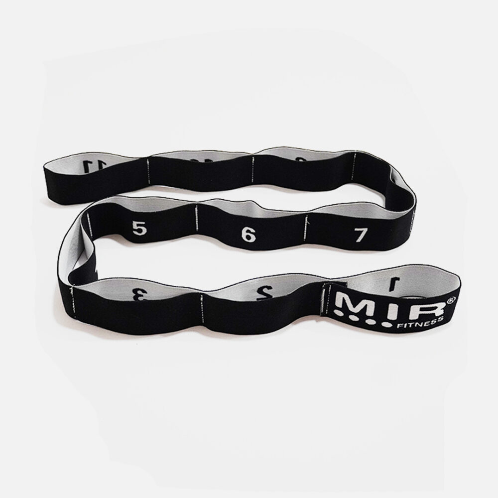 Banda Yoga Strap de tela elástica con números<span> - </span>Negro