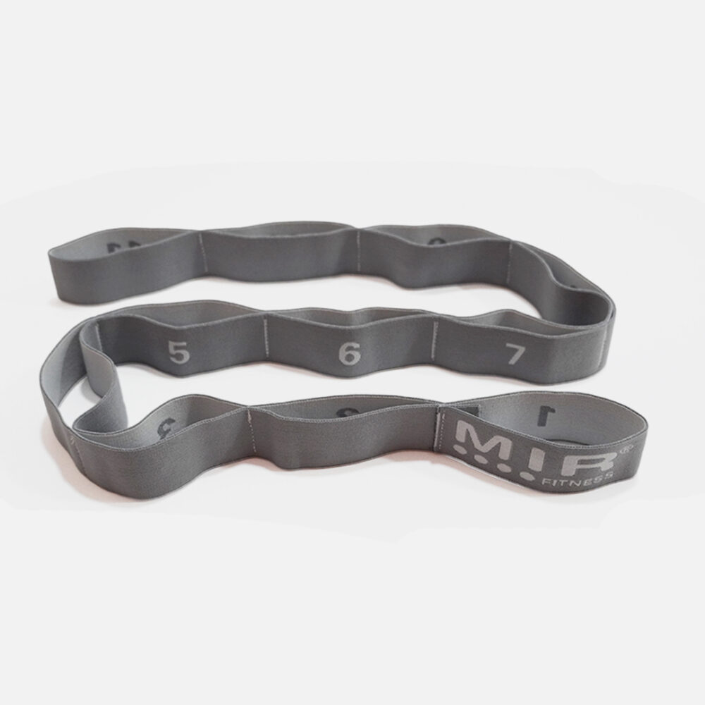 Banda Yoga Strap de tela elástica con números<span> - </span>Gris